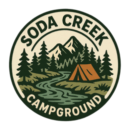 This is a picture of the logo of Soda Creek Campground in Soda Springs, Idaho